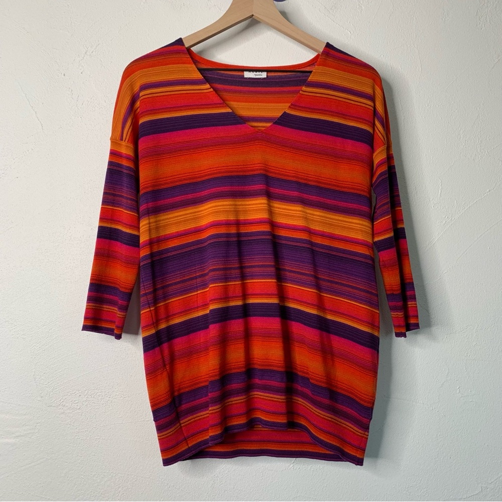 Vibrant Striped V-Neck Top